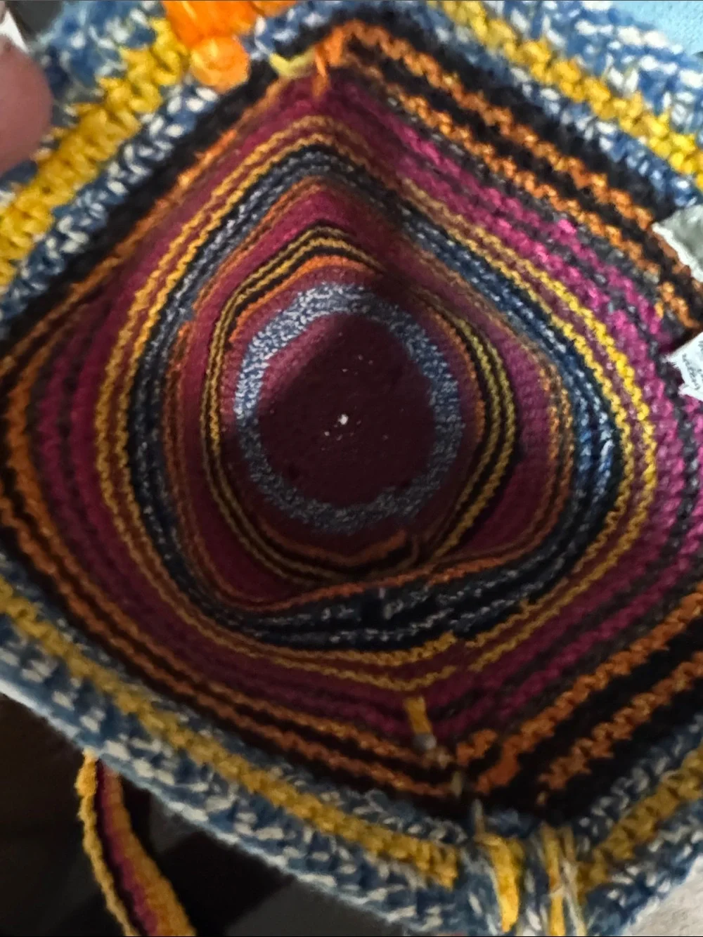 Bamboo Trading Company Handmade Multicolor Crochet Shoulder Bag